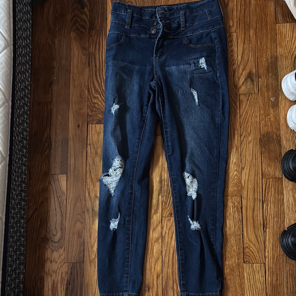 Stylish Distressed Blue Jeans for Women
